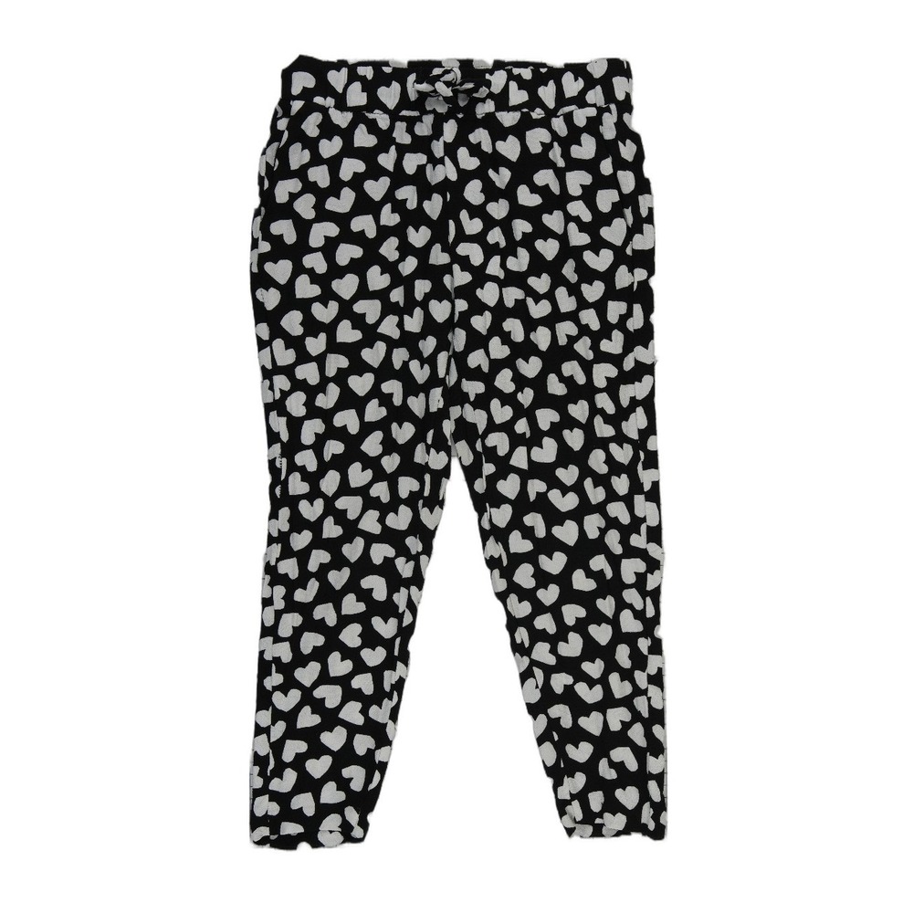 Kate Spade Heart Print Pants Women's Size 2 Black White Tapered Cropped Y2K